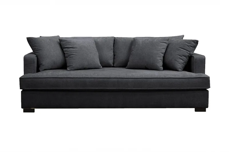 Rossita 3-seters Dyp Sofa med Hel Pute i Chenille, Svart