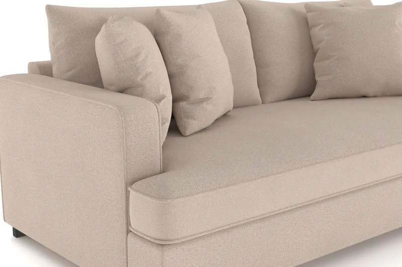 Rossita 3-seters Dyp Sofa med Hel Pute i Stoff - Beige - Møbler - Sofaer - 3 seter sofa