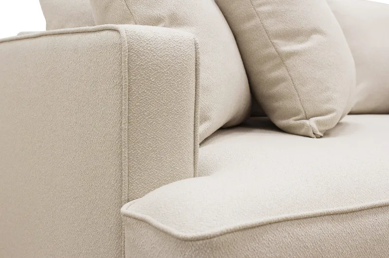 Rossita 3-seters Dyp Sofa med Hel Pute i Bouclé - Beige - Møbler - Sofaer - 3 seter sofa