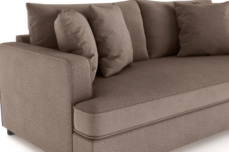 Rossita 3-seters Dyp Sofa med Hel Pute i Stoff - Brun - Møbler - Sofaer - 3 seter sofa