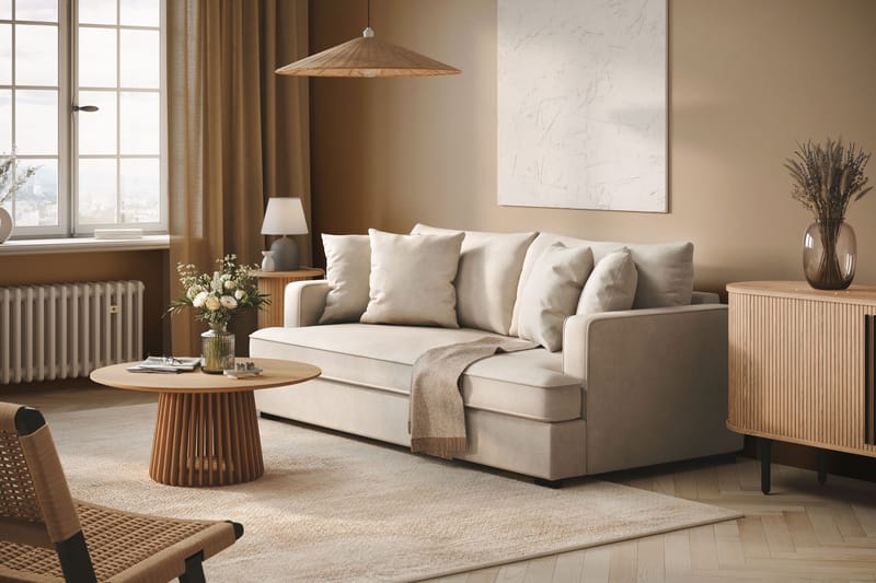 Rossita 3-seters Dyp Stoffsofa - Beige - Møbler - Sofaer - 3 seter sofa