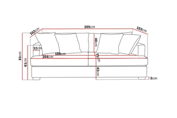 Rossita 3-seters Dyp Stoffsofa - Beige - Møbler - Sofaer - 3 seter sofa