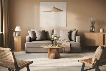 Rossita 3-seters Dyp Stoffsofa - Brun - Møbler - Sofaer - 3 seter sofa