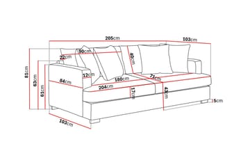 Rossita 3-seters Dyp Stoffsofa - Brun - Møbler - Sofaer - 3 seter sofa