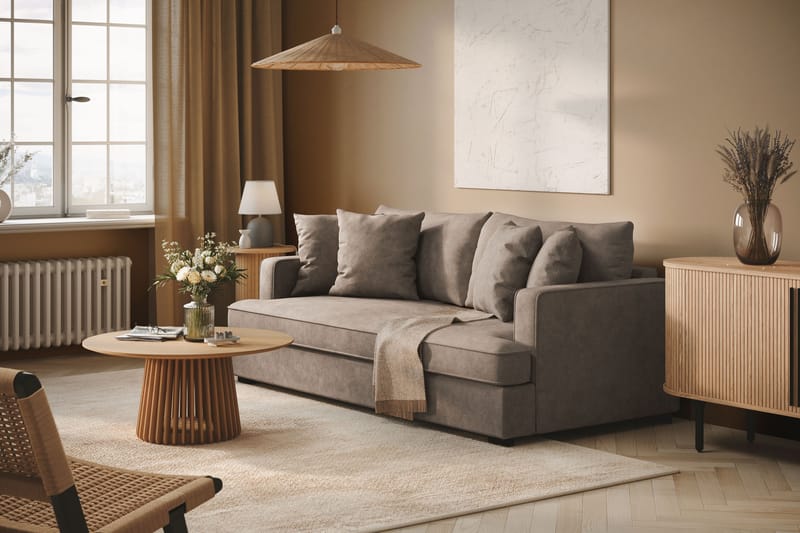 Rossita 3-seters Dyp Stoffsofa - Brun - Møbler - Sofaer - 3 seter sofa
