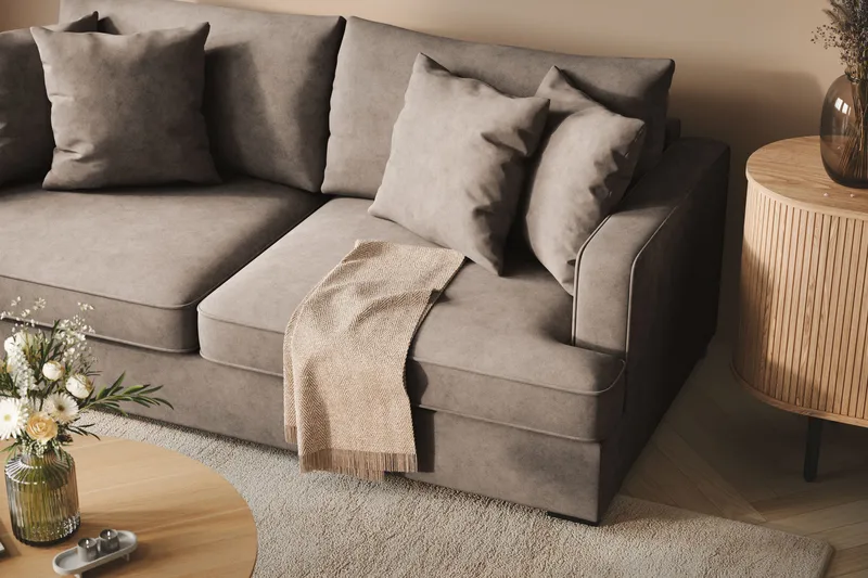 Rossita 3-seters Dyp Stoffsofa - Brun - Møbler - Sofaer - 3 seter sofa