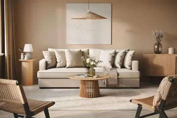 Rossita 4-seters Dyp Sofa i Bouclé - Beige - Møbler - Sofaer - 4 seter sofa