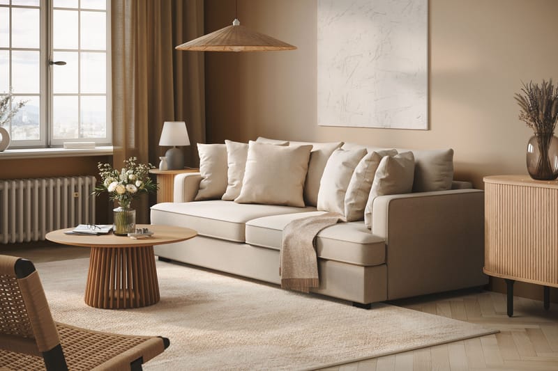 Rossita 4-seters Dyp Sofa i Bouclé - Beige - Møbler - Sofaer - 4 seter sofa