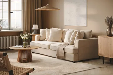 Rossita 4-seters Dyp Sofa i Chenille - Beige - Møbler - Sofaer - 4 seter sofa