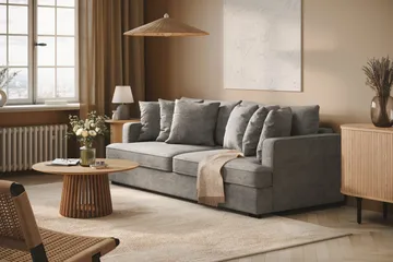 Rossita 4-seters Dyp Sofa i Chenille - Lys Grå - Møbler - Sofaer - 4 seter sofa