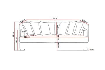 Rossita 4-seters Dyp Sofa i Chenille - Svart - Møbler - Sofaer - 4 seter sofa