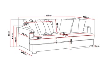 Rossita 4-seters Dyp Sofa i Chenille - Svart - Møbler - Sofaer - 4 seter sofa