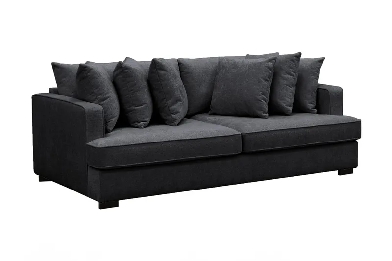 Rossita 4-seters Dyp Sofa i Chenille - Trenza 01, Svart Chenille - Møbler - Sofaer - 4 seter sofa