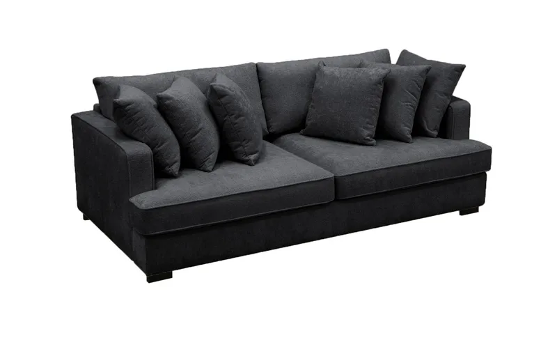 Rossita 4-seters Dyp Sofa i Chenille - Trenza 01, Svart Chenille - Møbler - Sofaer - 4 seter sofa