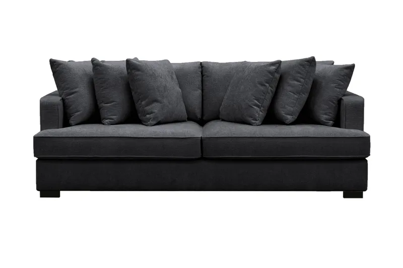 Rossita 4-seters Dyp Sofa i Chenille, Trenza 01, Svart Chenille