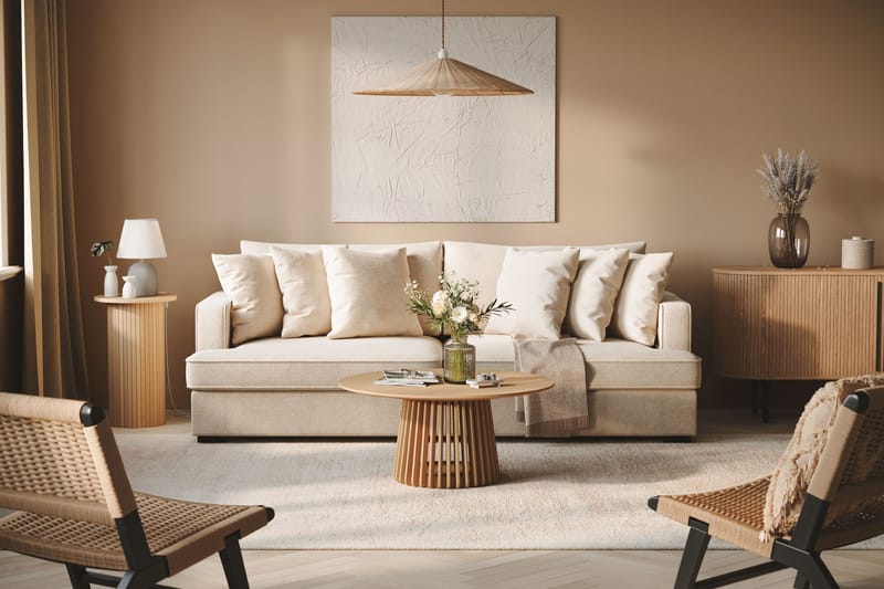 Rossita 4-seters Dyp Sofa i Chenille - Trenza 06, Beige Chenille - Møbler - Sofaer - 4 seter sofa