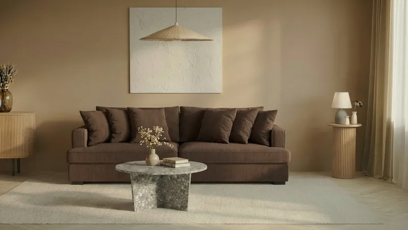 Rossita 4-seters Dyp Sofa i Kordfløyel - Brun - Møbler - Sofaer - 4 seter sofa