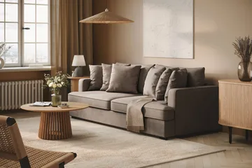 Rossita 4-seters Dyp Stoffsofa - Brun - Møbler - Sofaer - 4 seter sofa