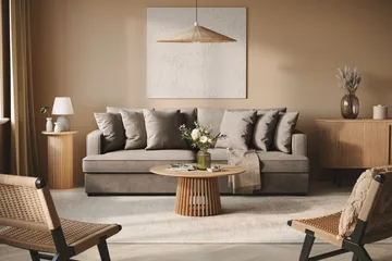 Rossita 4-seters Dyp Stoffsofa - Brun - Møbler - Sofaer - 4 seter sofa