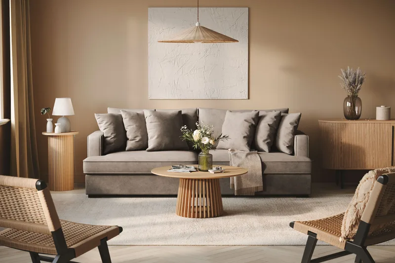 Rossita 4-seters Dyp Stoffsofa - Brun - Møbler - Sofaer - 4 seter sofa