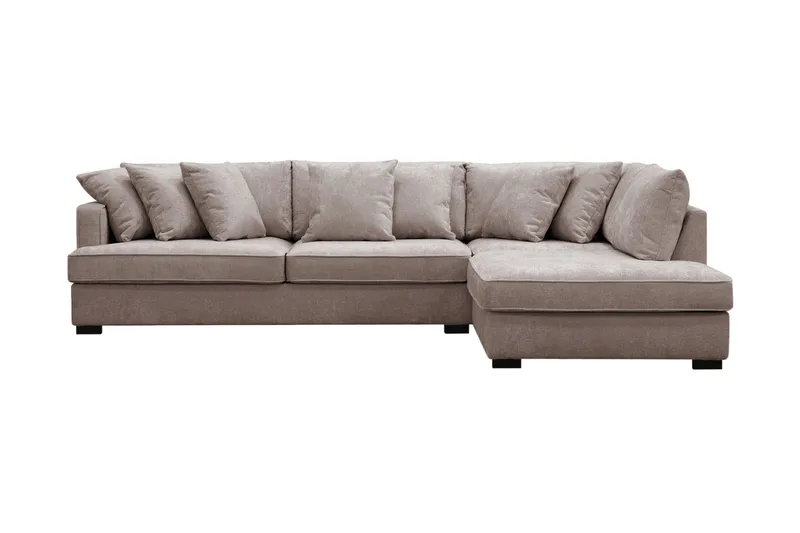 Rossita 4-seters Høyrevendt L-formet Dyp Sjeselongsofa i Chenille, Grå / Brun