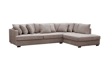 Rossita 4-seters Høyrevendt L-formet Dyp Sjeselongsofa i Chenille - Grå / Brun - Møbler - Sofaer - Sofaer med sjeselong - 4 seters sofa med divan
