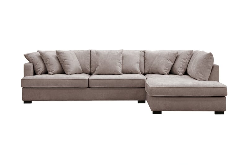 Rossita 4-seters Høyrevendt L-formet Dyp Sjeselongsofa i Chenille - Grå / Brun - Møbler - Sofaer - Sofaer med sjeselong - 4 seters sofa med divan