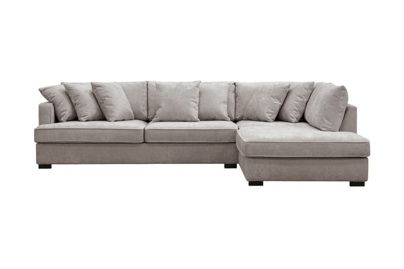 Rossita 4-seters Høyrevendt L-formet Dyp Sjeselongsofa i Chenille - Grå / Brun - Møbler - Sofaer - Sofaer med sjeselong - 4 seters sofa med divan