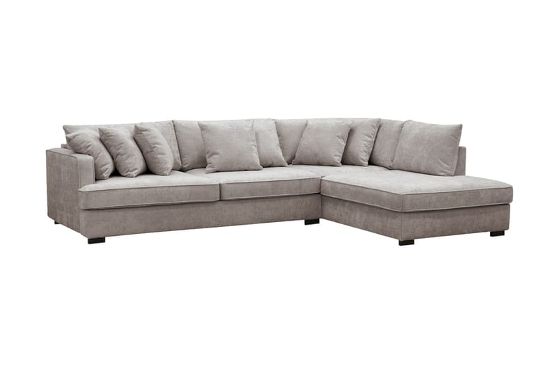 Rossita 4-seters Høyrevendt L-formet Dyp Sjeselongsofa i Chenille - Grå / Brun - Møbler - Sofaer - Sofaer med sjeselong - 4 seters sofa med divan