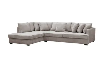 Rossita 4-seters Høyrevendt L-formet Dyp Sjeselongsofa i Chenille - Grå / Brun - Møbler - Sofaer - Sofaer med sjeselong - 4 seters sofa med divan