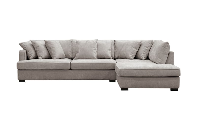 Rossita 4-seters Høyrevendt L-formet Dyp Sjeselongsofa i Chenille - Grå / Brun - Møbler - Sofaer - Sofaer med sjeselong - 4 seters sofa med divan
