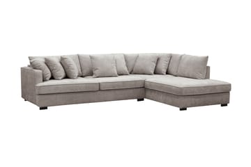 Rossita 4-seters Høyrevendt L-formet Dyp Sjeselongsofa i Chenille - Grå / Brun - Møbler - Sofaer - Sofaer med sjeselong - 4 seters sofa med divan