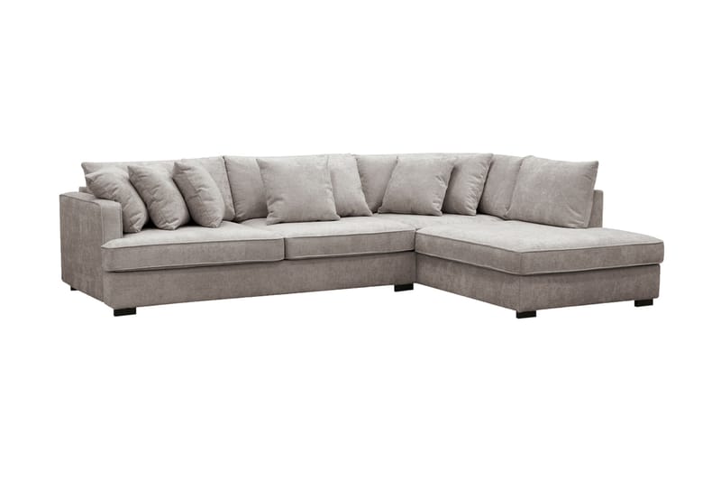 Rossita 4-seters Høyrevendt L-formet Dyp Sjeselongsofa i Chenille - Grå / Brun - Møbler - Sofaer - Sofaer med sjeselong - 4 seters sofa med divan