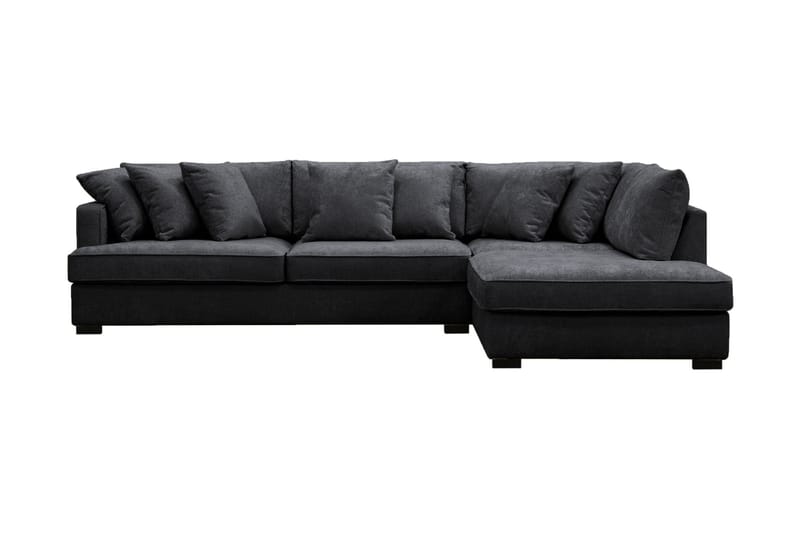 Rossita 4-seters Høyrevendt L-formet Dyp Sjeselongsofa i Chenille - Svart - Møbler - Sofaer - Sofaer med sjeselong - 4 seters sofa med divan