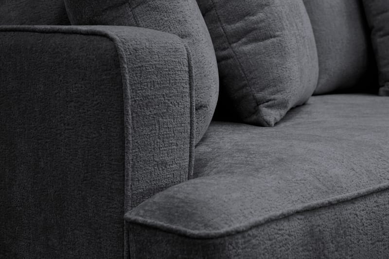 Rossita 4-seters Høyrevendt L-formet Dyp Sjeselongsofa i Chenille - Svart - Møbler - Sofaer - Sofaer med sjeselong - 4 seters sofa med divan