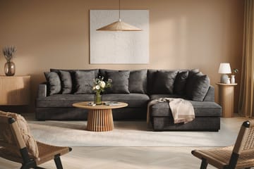 Rossita 4-seters Høyrevendt L-formet Dyp Sjeselongsofa i Chenille - Svart - Møbler - Sofaer - Sofaer med sjeselong - 4 seters sofa med divan