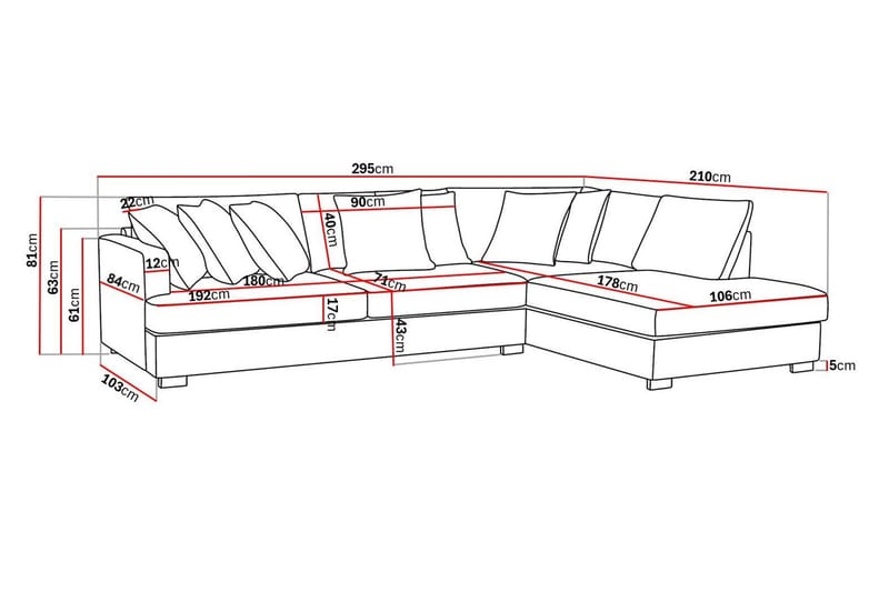 Rossita 4-seters Høyrevendt L-formet Dyp Sjeselongsofa i Kordfløyel - Beige - Møbler - Sofaer - Sofaer med sjeselong - 4 seters sofa med divan