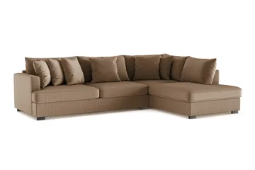 Rossita 4-seters Høyrevendt L-formet Dyp Sjeselongsofa i Kordfløyel - Brun - Møbler - Sofaer - Sofaer med sjeselong - 4 seters sofa med divan