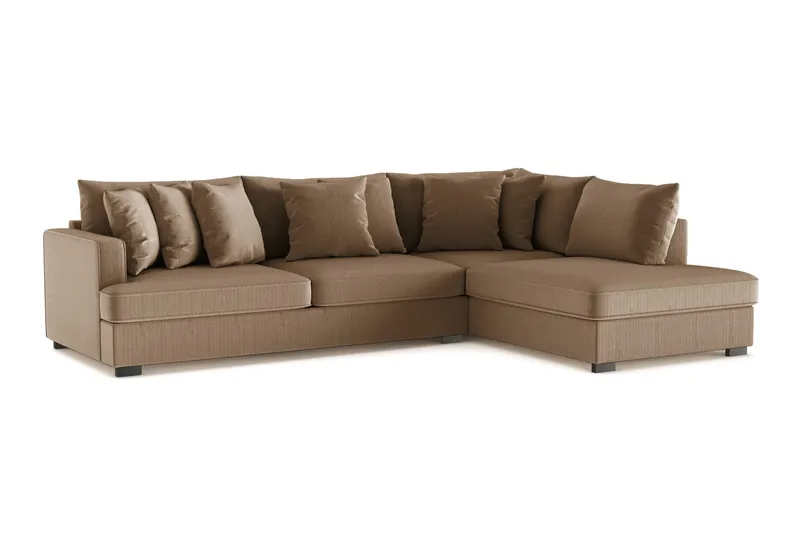 Rossita 4-seters Høyrevendt L-formet Dyp Sjeselongsofa i Kordfløyel - Brun - Møbler - Sofaer - Sofaer med sjeselong - 4 seters sofa med divan