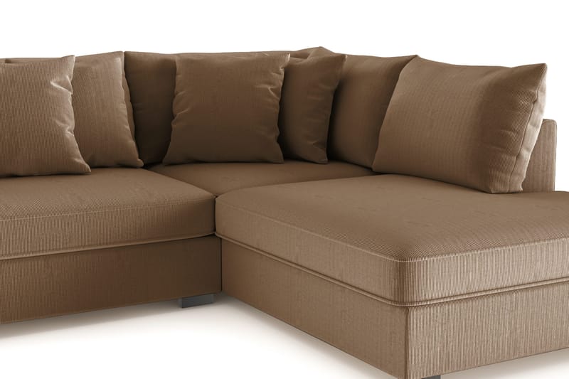 Rossita 4-seters Høyrevendt L-formet Dyp Sjeselongsofa i Kordfløyel - Brun - Møbler - Sofaer - Sofaer med sjeselong - 4 seters sofa med divan