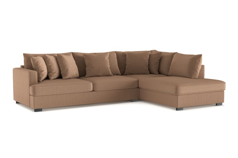 Rossita 4-seters Høyrevendt L-formet Dyp Sjeselongsofa i Kordfløyel - Brun - Møbler - Sofaer - Sofaer med sjeselong - 4 seters sofa med divan