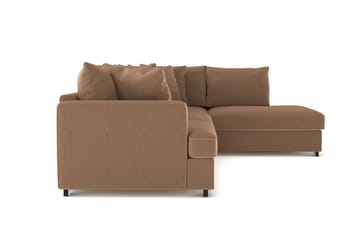 Rossita 4-seters Høyrevendt L-formet Dyp Sjeselongsofa i Kordfløyel - Brun - Møbler - Sofaer - Sofaer med sjeselong - 4 seters sofa med divan