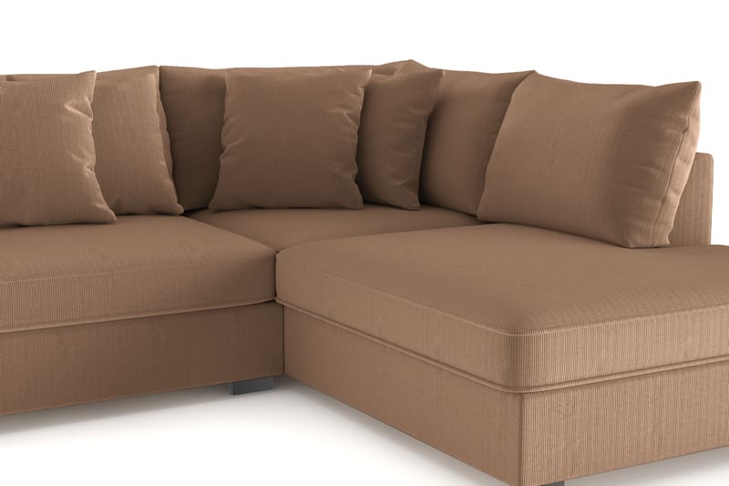 Rossita 4-seters Høyrevendt L-formet Dyp Sjeselongsofa i Kordfløyel - Brun - Møbler - Sofaer - Sofaer med sjeselong - 4 seters sofa med divan