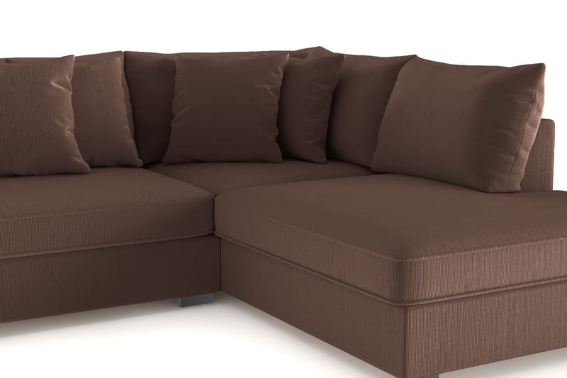 Rossita 4-seters Høyrevendt L-formet Dyp Sjeselongsofa i Kordfløyel - Brun - Møbler - Sofaer - Sofaer med sjeselong - 4 seters sofa med divan
