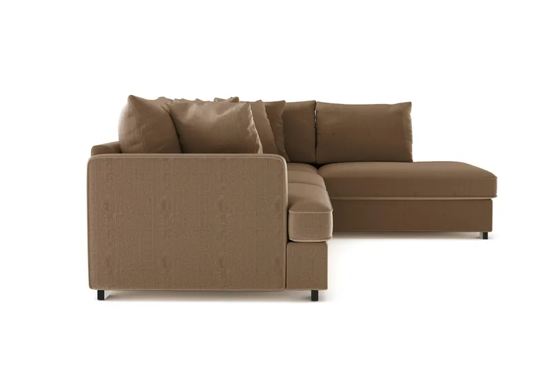 Rossita 4-seters Høyrevendt L-formet Dyp Sjeselongsofa i Kordfløyel - Brun - Møbler - Sofaer - Sofaer med sjeselong - 4 seters sofa med divan