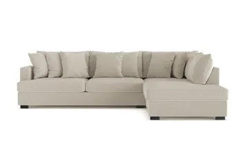Rossita 4-seters Høyrevendt L-formet Dyp Sjeselongsofa i Kordfløyel - Greige - Møbler - Sofaer - Sofaer med sjeselong - 4 seters sofa med divan