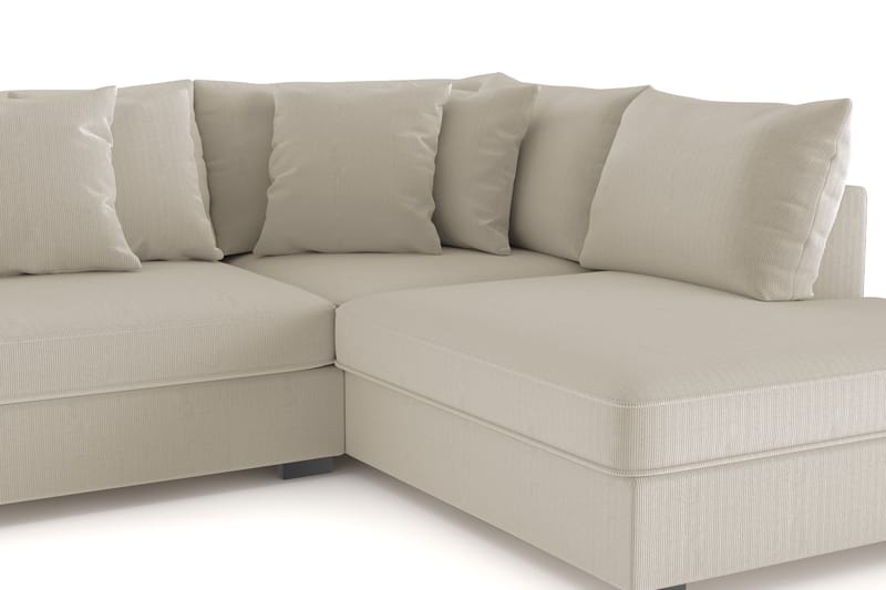 Rossita 4-seters Høyrevendt L-formet Dyp Sjeselongsofa i Kordfløyel - Greige - Møbler - Sofaer - Sofaer med sjeselong - 4 seters sofa med divan