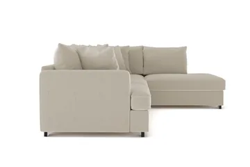 Rossita 4-seters Høyrevendt L-formet Dyp Sjeselongsofa i Kordfløyel - Greige - Møbler - Sofaer - Sofaer med sjeselong - 4 seters sofa med divan