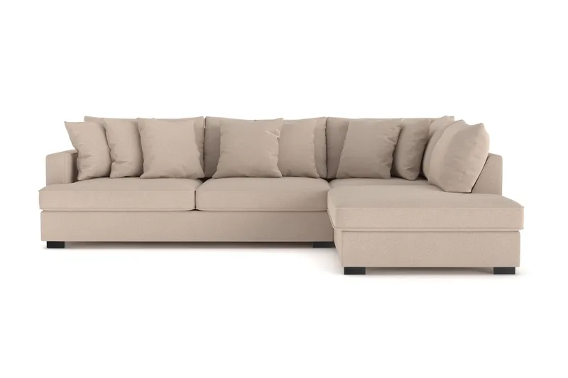 Rossita 4-seters Høyrevendt L-formet Dyp Sjeselongsofa i Stoff, Beige