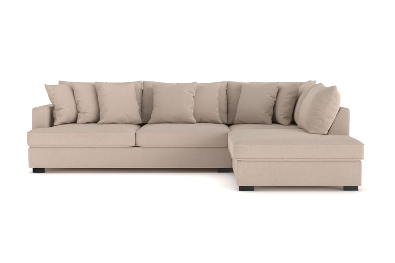 Rossita 4-seters Høyrevendt L-formet Dyp Sjeselongsofa i Stoff - Beige - Møbler - Sofaer - Sofaer med sjeselong - 4 seters sofa med divan